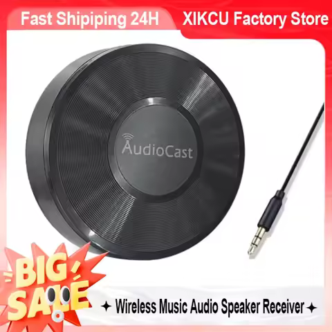 XIKCU Cast for Airplay Wireless Music Audio Speaker Receiver 2.4G WIFI Hifi Music for DLNA Airplay A