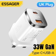 Essager 33W GaN USB C Charger Digital Display PD Fast Charging For iPhone16 15 14 13 12 Max Pro iPad