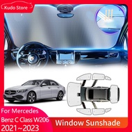 Full Cover Sunshades for Mercedes Benz C Class W206 220d 2021~2023 Sedan Sun Windows Visor Mats Rear