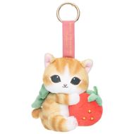 Mofusand 草莓系列 啡貓紅草莓毛公仔吊飾 掛飾 [平行進口]
