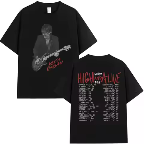 90s Retro Keith Urban High and Alive World Tour 2025 T Shirts Men's Gothic Hip Hop Street Short Slee