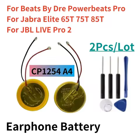 2Pcs Battery CP1254 A4 LIR1254 For Beats By Dre Powerbeats Pro for Jabra Elite 65t 75t 85t CP1254 Fo