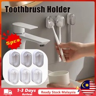(Malaysia Stock) Toothbrush Holder Dust-free Wall-Mounted Punch-free Storage Rack Space Saving House
