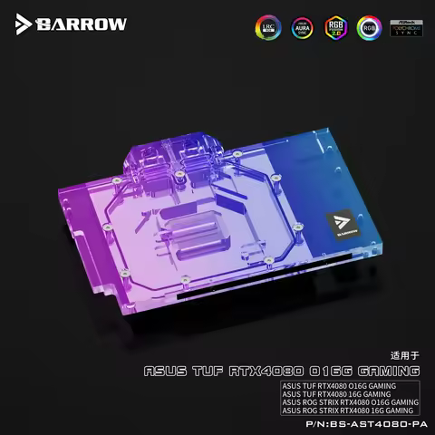 BARROW Water Block for ASUS GeForce RTX 4080 ROG TUF/STRIX GAMING O16G GPU Card Thickened Copper Pla