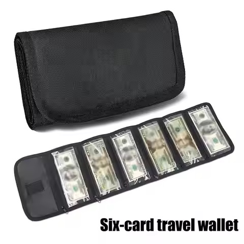 Cash Storage Box with 6 Zippered Pockets, Cash Ticket Storage Box, Envelope Wallet Money Bag