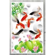 Hiasan Dinding Lukisan Cetak Ikan Koi Fengshui Estetik Plus Bingkai