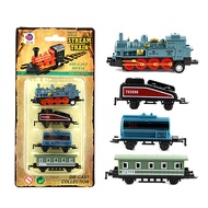 Steam Train Set Railway Vehicles Toys Mini 4/5Pcs Diecasts Metal Alloy Classic Toys Children Learning Education Christmas Gift