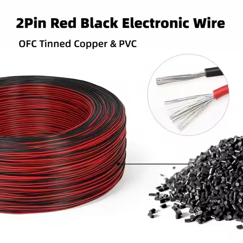 2Pin Parallel Cable 28/26/24/22/20/18/16AWG PVC Insulated Tinned Copper 2468 Red Black Wire for Powe