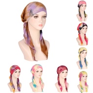 Elastic Cotton Turban Scarf Print Wrap Head Scarf Hats Muslim Turban Bonnet For Women Inner Hijab Ha