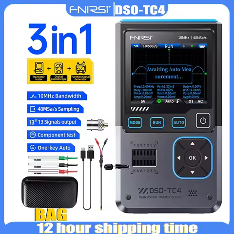 FNIRSI DSO-TC4 Upgrade 3-in-1 Digital Oscilloscope 10MHz 48Ms/s Transistor Tester Electronic Compone