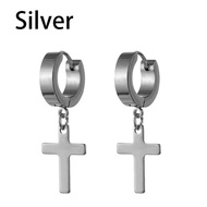 Anting Tindik Model Salib Titanium Punk Fashion Earrings Anting Pria Wanita Anti Karat