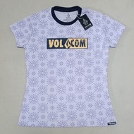 Baju Wanita Volcom Kaos Distro Cewek Surfing Atasan T-shirt Lengan Pendek Santai Motif Fullprint Kao