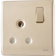 British General BG 15A Round Pin Single Socket Switch - Champagne PCCH99