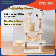 Rumah Pohon Kucing Besar Kucing Kayu Scratcher Menara Kucing Hammock