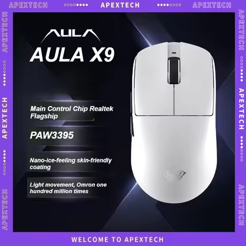 AULA X9 Ultra Wireless Gaming Mouse PAW3950 Tri Mode Bluetooth 8K 2.4G Lightweight Ergonomic Esports