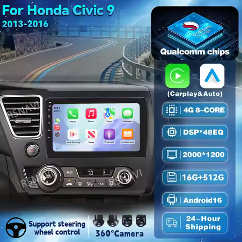Android 16 Multimedia Player For Honda Civic 9 9th US Sender Coupe Car Radio 2k Screen Navigation GP