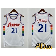 Hot pressed Philadelphia 76ers NBA #21 Joel Embiid 2025 city edition Men white basketball jerseys
