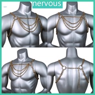 NERV Mens Metal Chest Chain Body Jewelry Necklace Clubwear Costume Bondage Lingerie