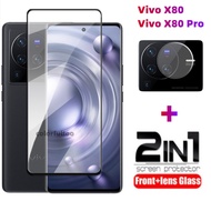 2 IN 1 Screen Protector For Vivo X70 X80 Pro Plus X80Pro+ X70Pro+ Full Cover Full Glue Clear Tempered Glass Protection Front Film For Vivo X80 Pro Camera Lens Screen Protector Fil