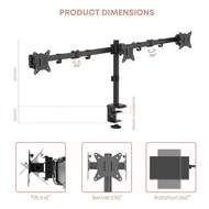 Triple Monitor Mount, Three Monitor Desk Mount Fits 13-27in Screens, Duals up to 22lbs, Multiple