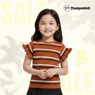KIMY CURLY Korean Style Short Sleeve Knitted Top for Girls Ages 1-6 Years