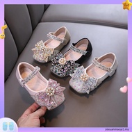 Spring Autumn Girl Princess Shoes Rhinestone Bow Tie Kids Leather Shoe Fashion Causal Sequins Childr