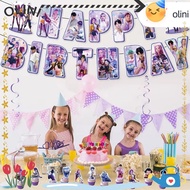 OLINI Demon Hunter Party Decoration, Cake Top Flag Huntrix Kpop Party Cutlery Set, Kpop Balloon Bann