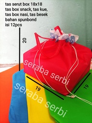 Tas serut box nasi/snack 18x18 tas spunbond tas besek tas hajatan tas kotak nasi tas goodiebag tas s