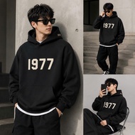1977 Hoodie for Men/Women Made of Loose Cotton Felt Kangaroo Bag with Hood, Youthful, Modern Korean
