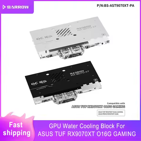 Barrow GPU Block For ASUS TUF RX9070XT 016G GAMING, Graphics Card Water Cooler , PC Cooling Radiator