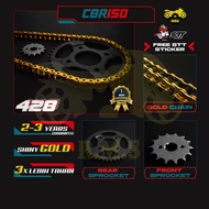 Honda RS150R / RS-X / CBR150R (4-Hole) 428 Front & Rear Black Sprocket Set with Gold Chain – Heavy D