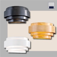 Multi-Layer Design Art Wall Lamp Black White Imitation Wood Grain Three-Color E27 Holder Replaceable