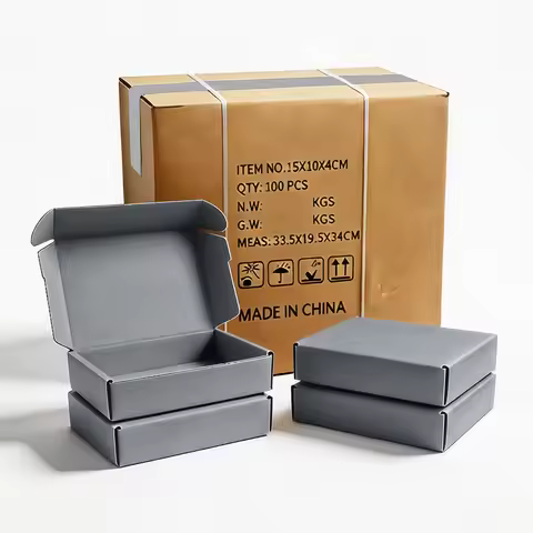 10pcs E Flute 3-Layer Gray Corrugated Paper Box Thick Folding Express Cardboard Carton Box for Chris