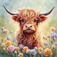 HITO Highland Cow Paint by Numbers Kit for Adults, 16x16 inch Acrylic Painting DIY Craft