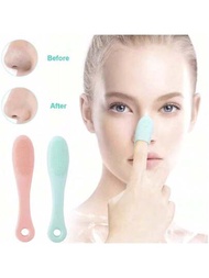 3 piezas Cepillos de limpieza facial, cepillo de limpieza de nariz de silicona de doble cara, cepillo de mascarilla de limpieza de poros multifuncional, herramienta de cuidado de la piel