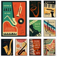 Vintage Jazz Festival Poster Retro Colors Berlin New York Music Trumpet Piano Canvas Painting Wall A