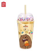 MINISO แก้วน้ำพร้อมหลอด แก้วน้ำทรงสูง We Bare Bears Collection