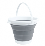 ONE - 大號10L灰白- 水盆家用折疊收納地拖地桶 -多功能 可折疊水桶 便攜式 矽膠 #(ONE)