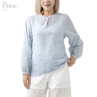 Pena house เสื้อเบลาส์ คอกลม แต่งฉลุลาย PWSL082401