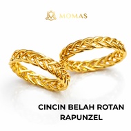MOMAS CINCIN BELAH ROTAN RAPUNZEL 5D Emas 916 Original Cincin Emas 916 Cincin Emas 916 Tulen Cincin 