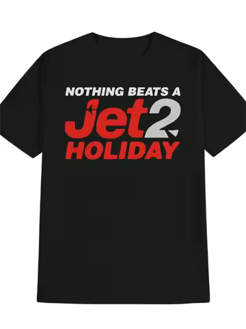 Men's Funny Jet2 Inspired Aviation Humor T-Shirt Nothing Beats A Jet2 Holiday Saying Black with Red 