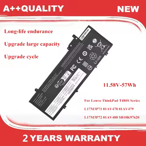 L17L3P71 11.58V-57Wh Laptop Battery For Lenvo ThinkPad T480S Series L17M3P71 01AV478 01AV479 L17M3P7