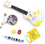 enya Mini Coco Children's Toy 4-in-1 Music Set Gift Package Includes 21 Inch Mini Ukulele, 13-Key Melodica, Egg Shaker Set, Lollipop Hand Drum with Stick - for Young Kids Ages 3 and Up (Mini Coco)