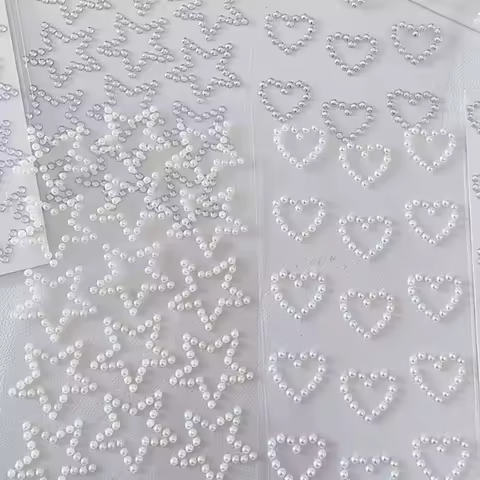 3D Star Heart Shaped Pearls Crystal Stickers Kids DIY Self Adhesive Jewel Crafts Sparkly Rhinestone