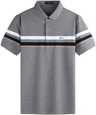 MMLLZEL Contrast color stripe POLO shirt elastic short-sleeved T-shirt men summer style middle-aged business (Color : D, Size : XXL code)