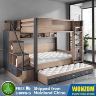 Bed Kids Bunk Bed Frame with Pull Out Storage Bed Double Decker