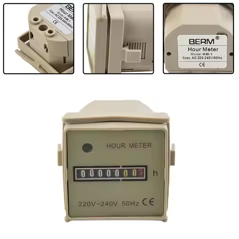 Efficient Hour Meter Timer Electric Time Counter 0 99999H59M AC 220 240V Lightweight ABS Shell Stabl