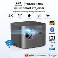 GOOJODOQ 13000 LM Mini Projector Full HD home projector supports IOS/Android 10.0 Wi-Fi 550 ANSIN