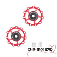 CHIHIRO11Z9D 2PCS Bike Guide Roller, Aluminum Alloy with Adapter Sleeves Bike Rear Derailleur Wheel,
