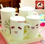 Bone china cup lid spoon ceramic coffee mug large capacity cup lovers cup Milk creative office